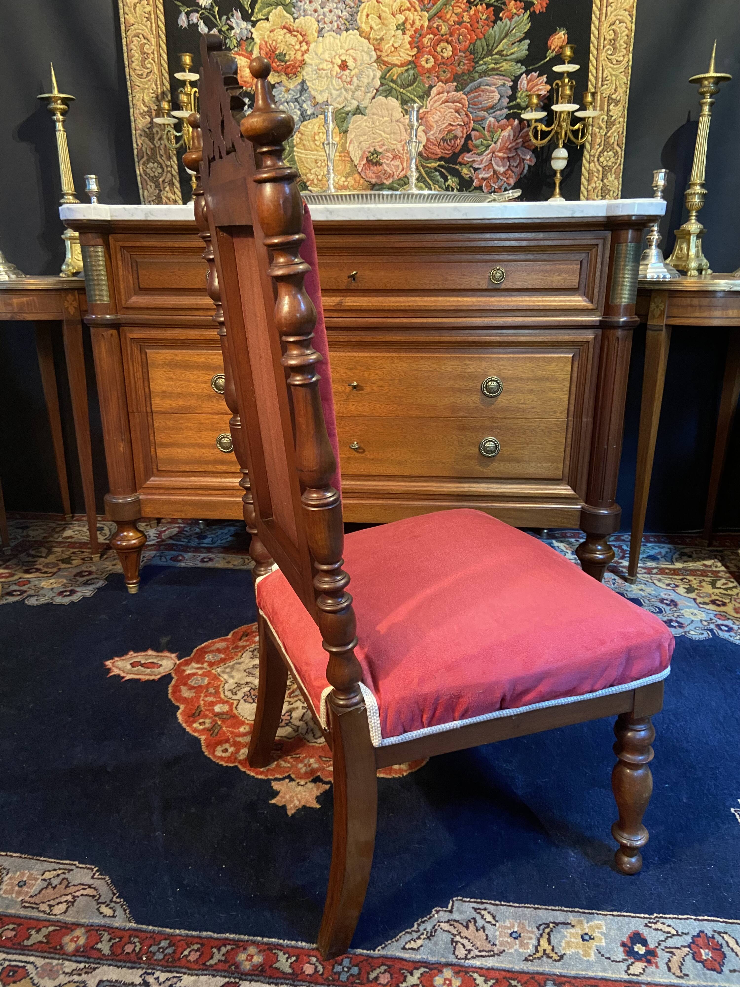 High-backed chaise longue in carved mahogany, 19th century, Napoleon III