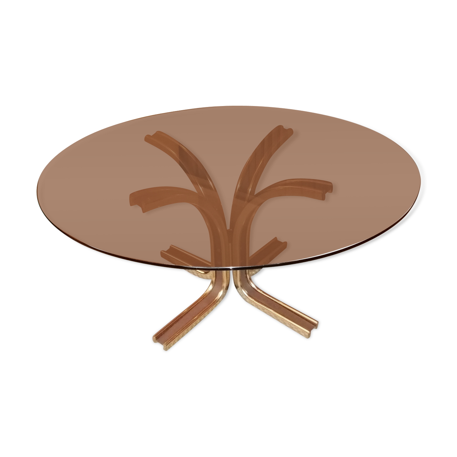 Coffee table in brass, brushed steel and glass top attributed to gastone rinaldi 1970 70s