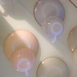 Suite of six cups in polychrome opaline Arcopal 60s/70s