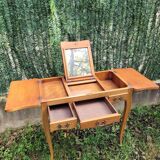 Louis XV style dressing table in veneer wood and marquetry