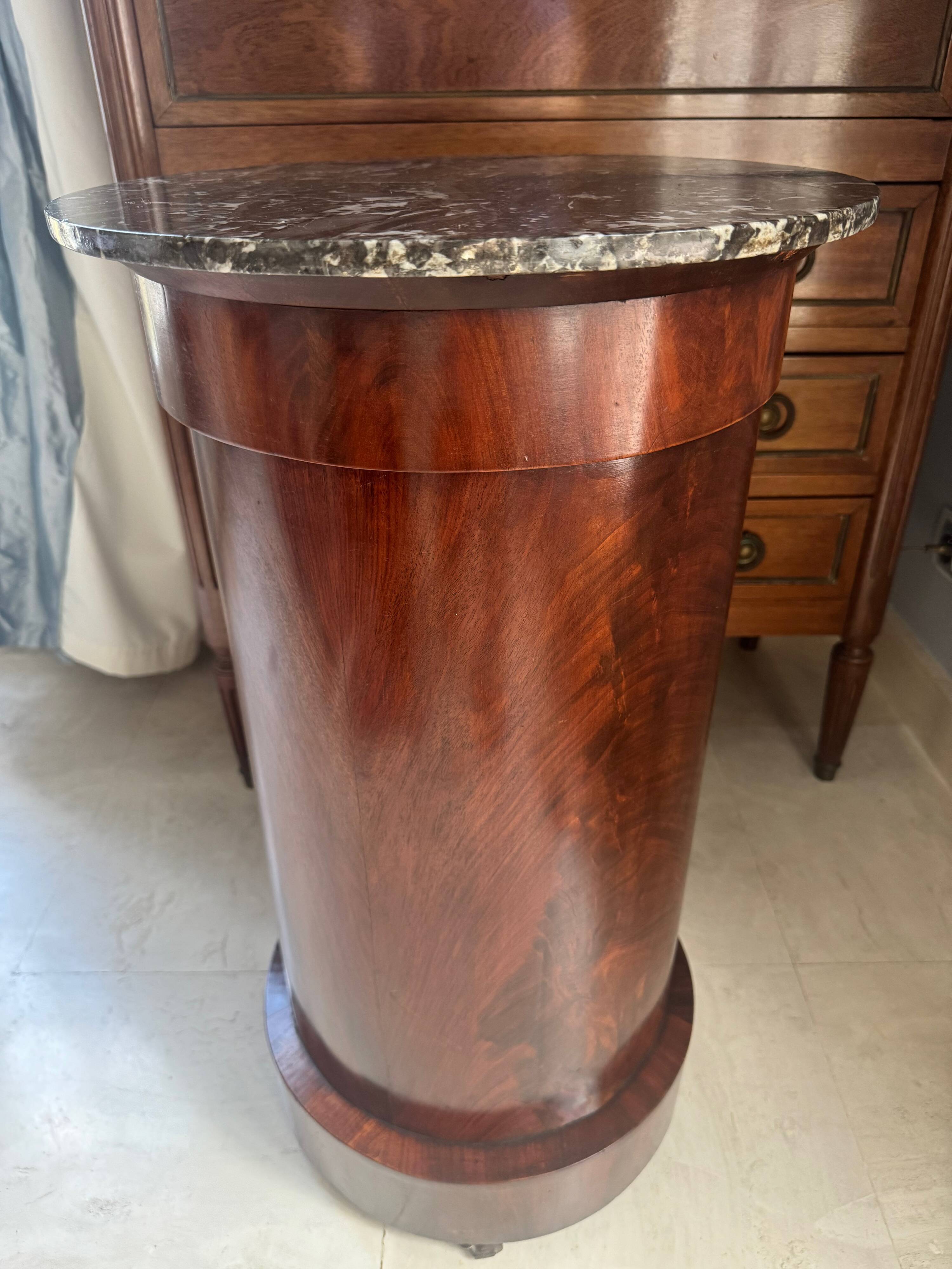 Somno Epoque Empire - Beautiful flamed mahogany - Original grey Sainte-Anne marble