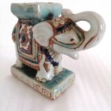 Elephant statue Polychrome ceramic sculpture signed