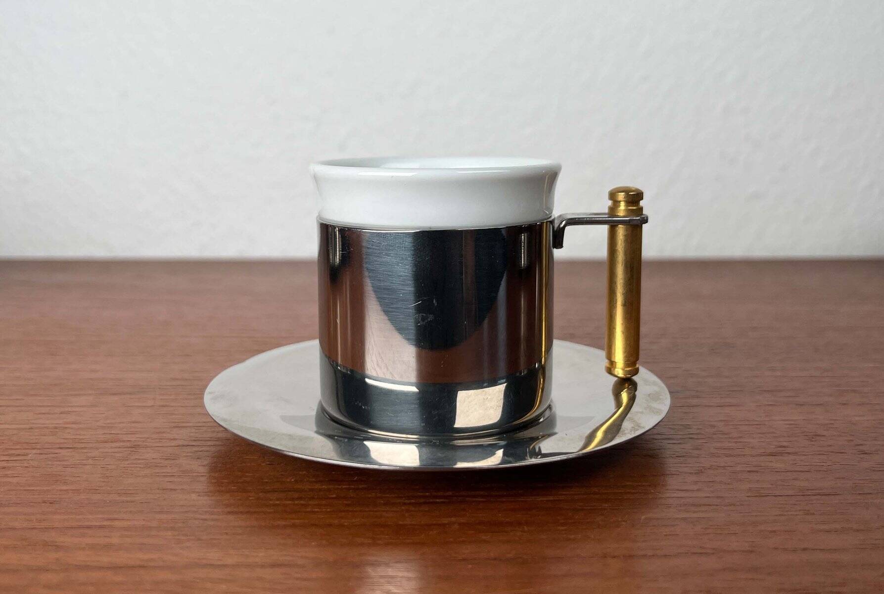 Espresso cups and saucers from the Italian postmodern Lavazza Oro series by Balzano, 1980s, set of 7.