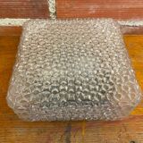 Antique ceiling light with molded glass and vintage black support