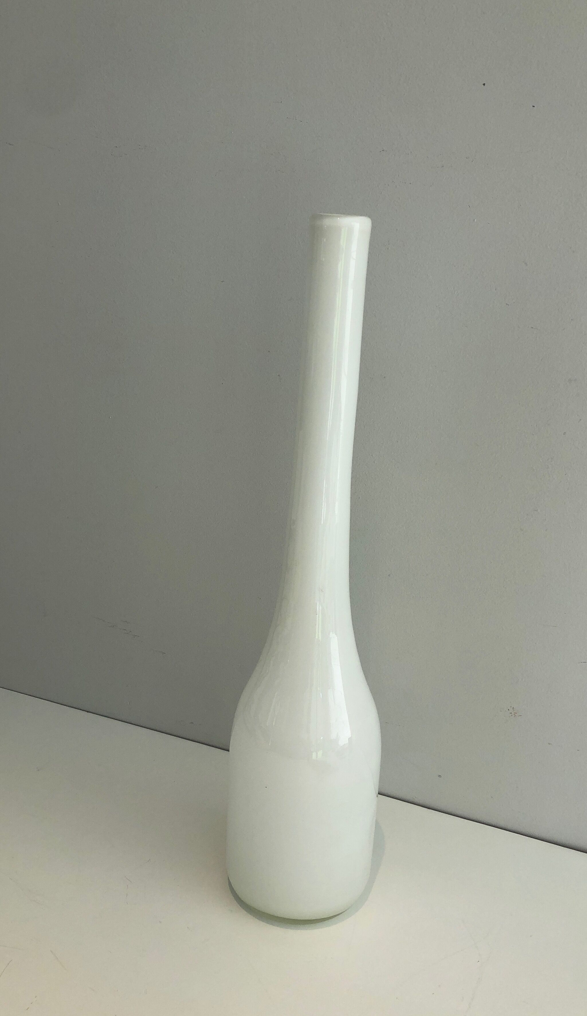 White opaline glass vase