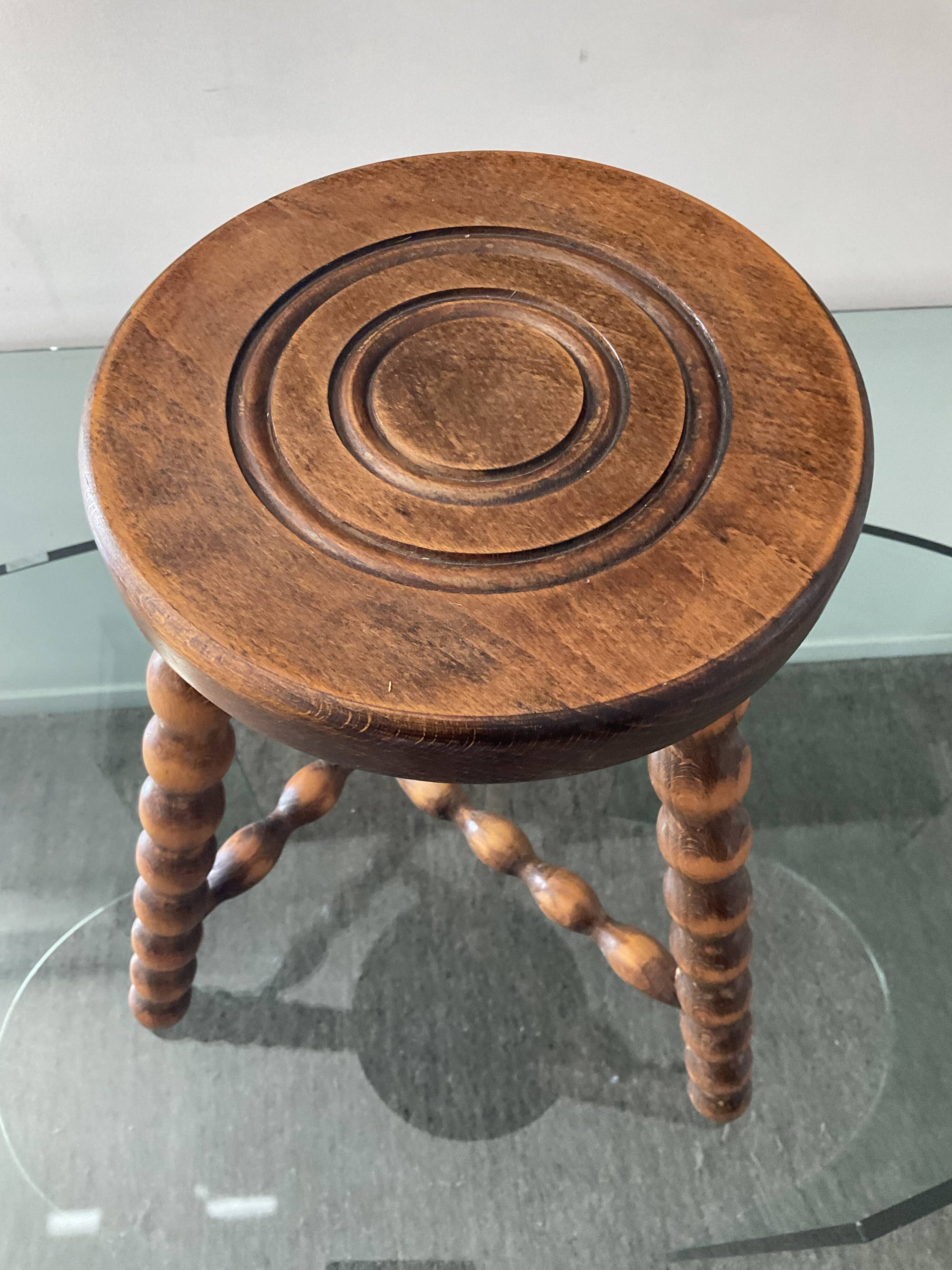 Vintage wooden tripod stool