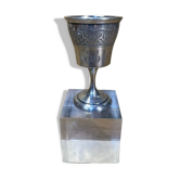 Coquetier ancien sur piedouche monogramme argent massif sterling minerve