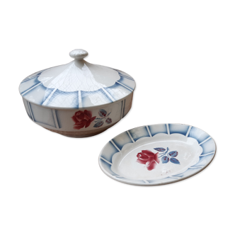Tureen and ravier Digoin Sarreguemines
