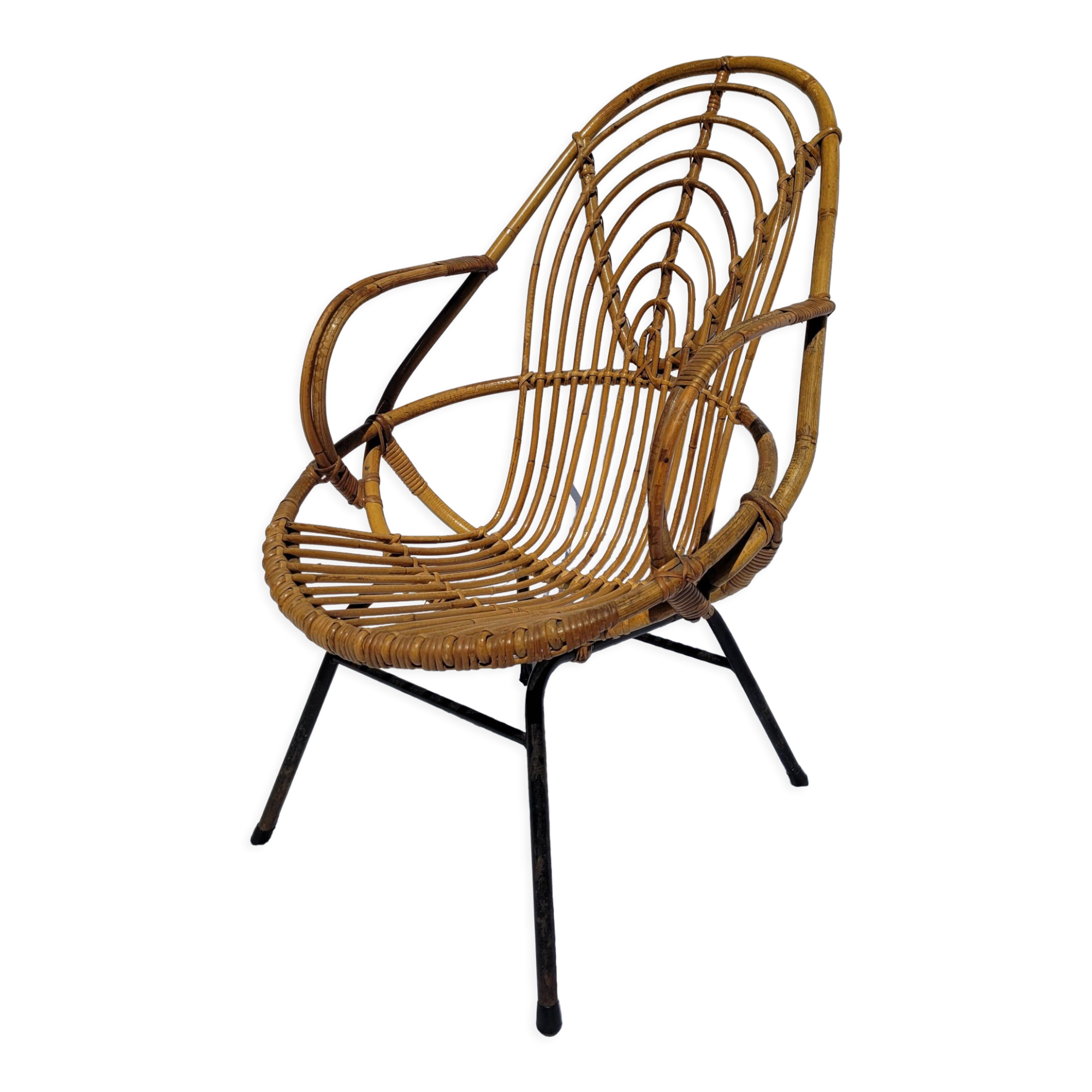 Adult chair rattan oval feet metal