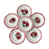 Set of 6 flat plates Digoin Sarreguemines models "Cibon" and "Les Roses" years 30-40