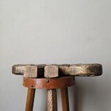 Hand-carved wooden candle holder, ethnic tribal style.