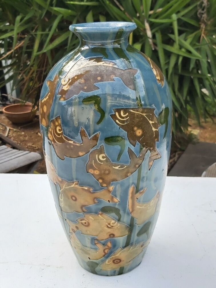 Vase Emile Simonod Savoie fish decorations