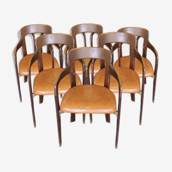 6 chairs design Bruno Rey, published by Dietiker and manufactured by the workshop "Stuhl aus Stein am Rhein