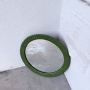 Woven wicker round mirror 1960