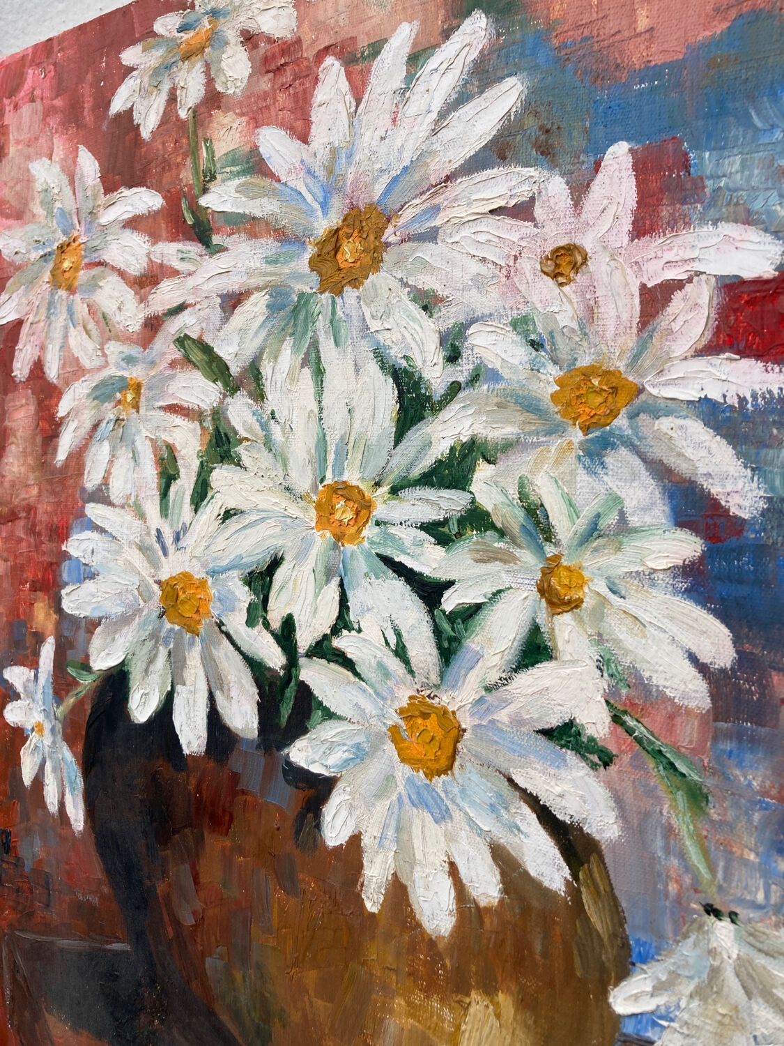 Oil on canvas bouquet of flower old painting