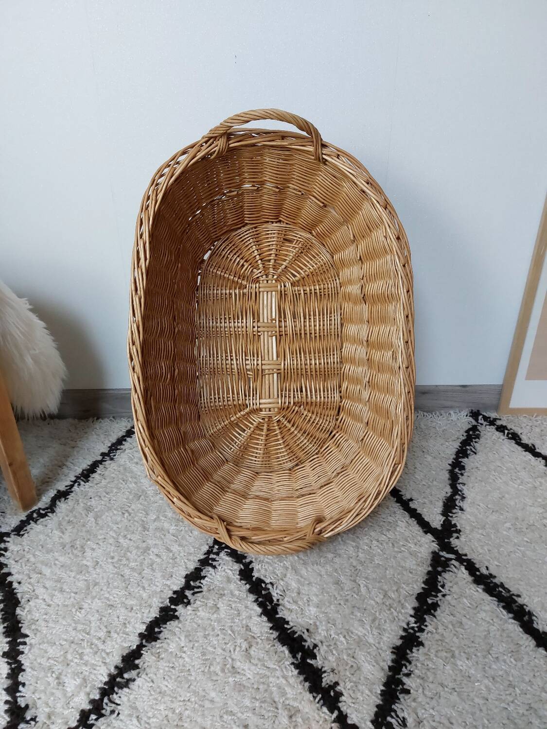 Panier a linge osier tressé