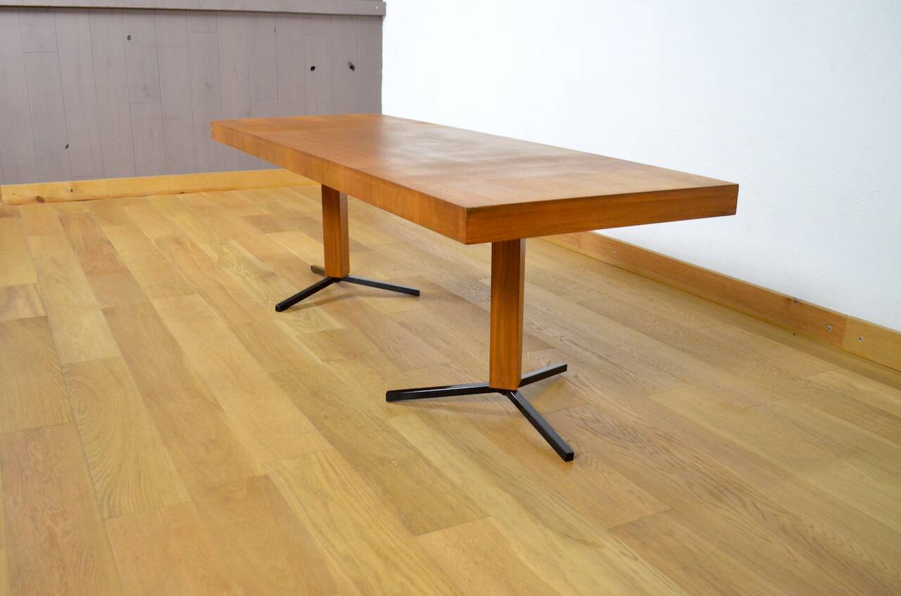 Grande Table Basse Vintage en Bois & Métal 1960