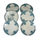 Set of 6 antique earthenware plates with blue and white decoration