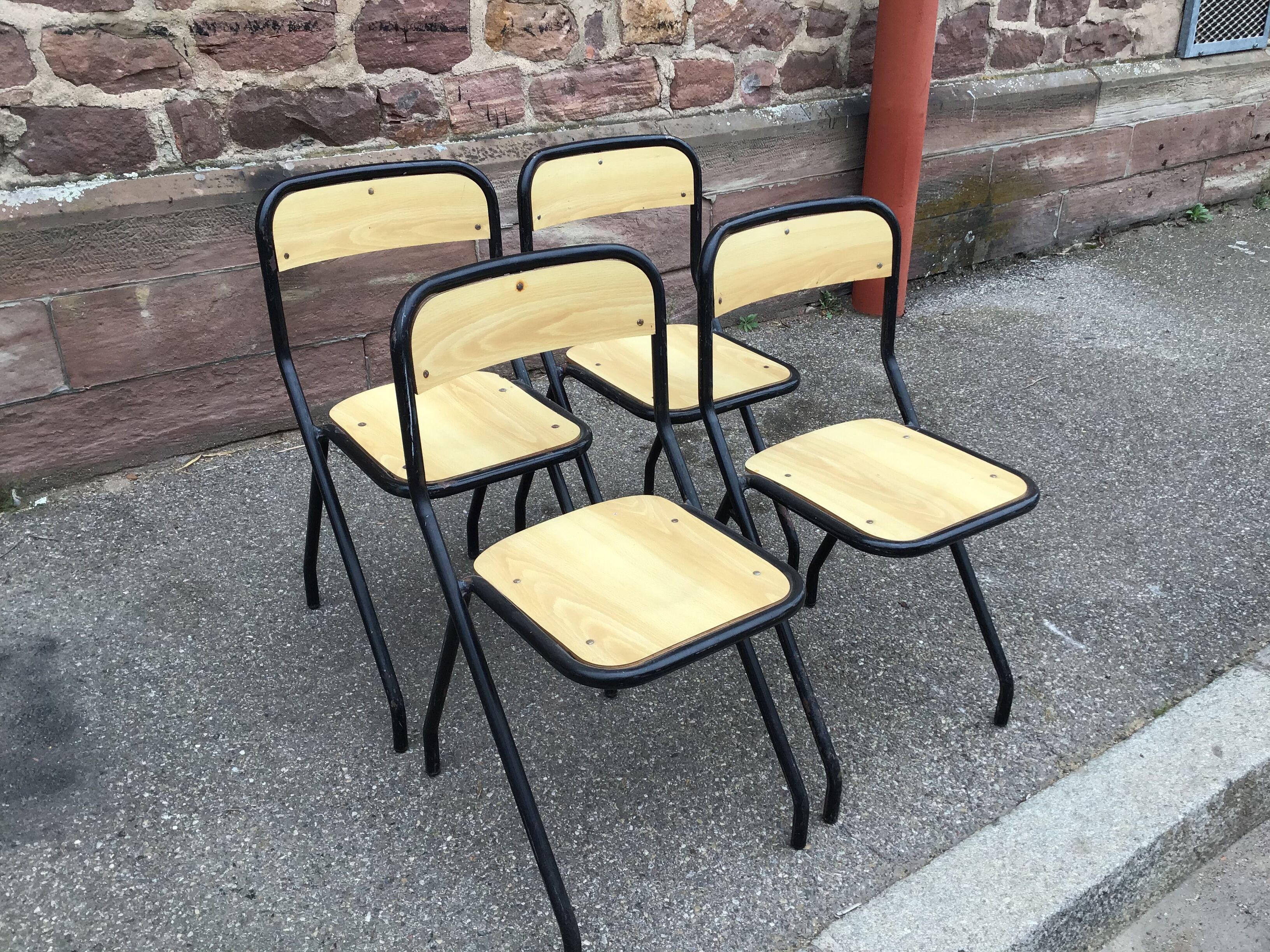 4 vintage school design chairs 1960