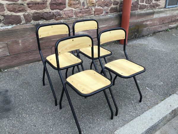 Set de 4 chaises design d’école vintage 1960