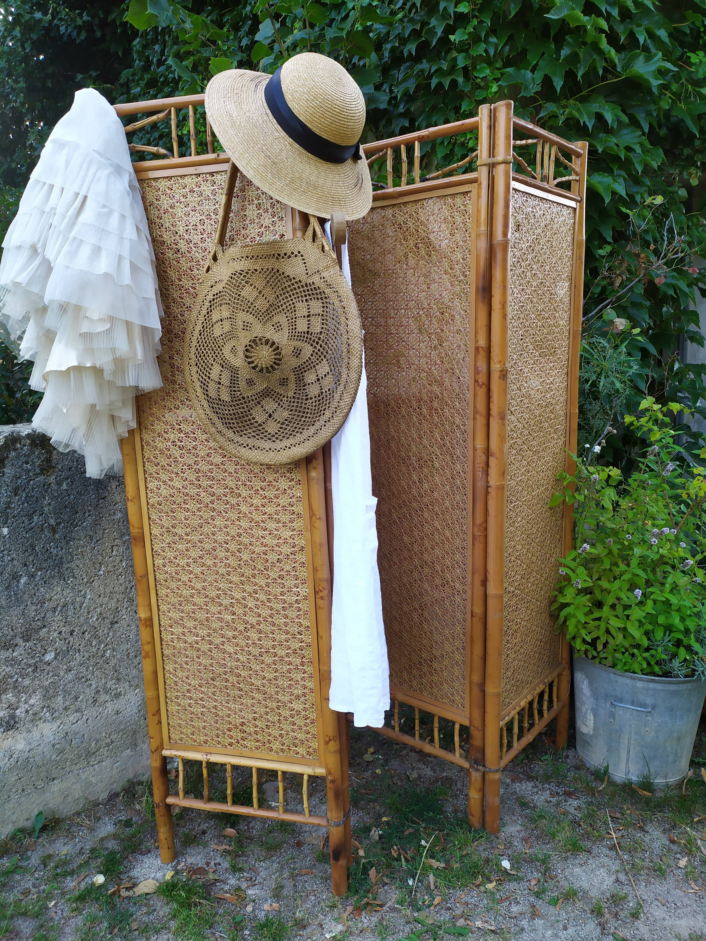 Bamboo screen and rattan 70s