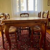 Table en chêne style Louis XV + 6,chaises