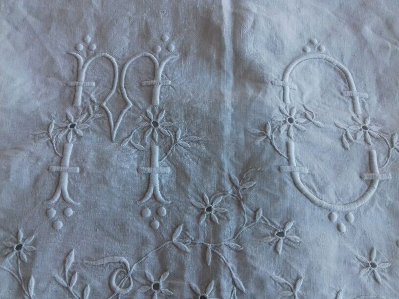 Drape in fine cotton canvas, white, MO monogram