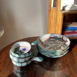 3 Vallauris fondue pots with thistle decoration by Etienne Daniel