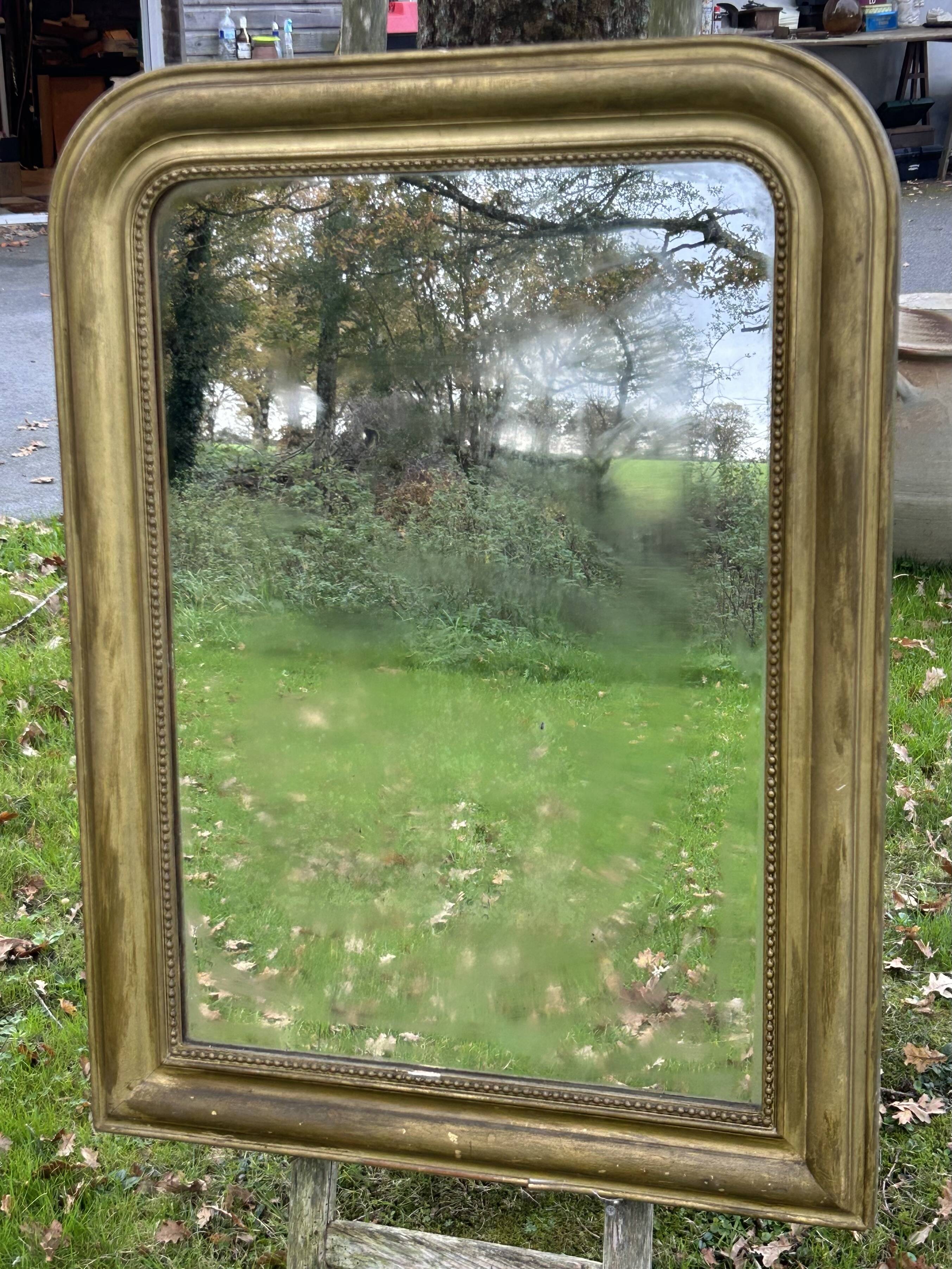 Antique Louis Philippe mirror, slightly demercurized, as is.