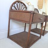 Pair of rattan bedside tables