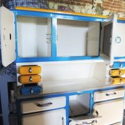 Former Buffet Mado in 3 Parts White - Blue - Yellow / Antique French 3-Part Mado Sideboard: White