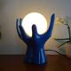 Lampe main céramique globe boule design vintage 1970
