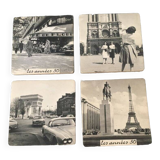 Set of 4 “The 50s” coasters. Reproduction on cork
