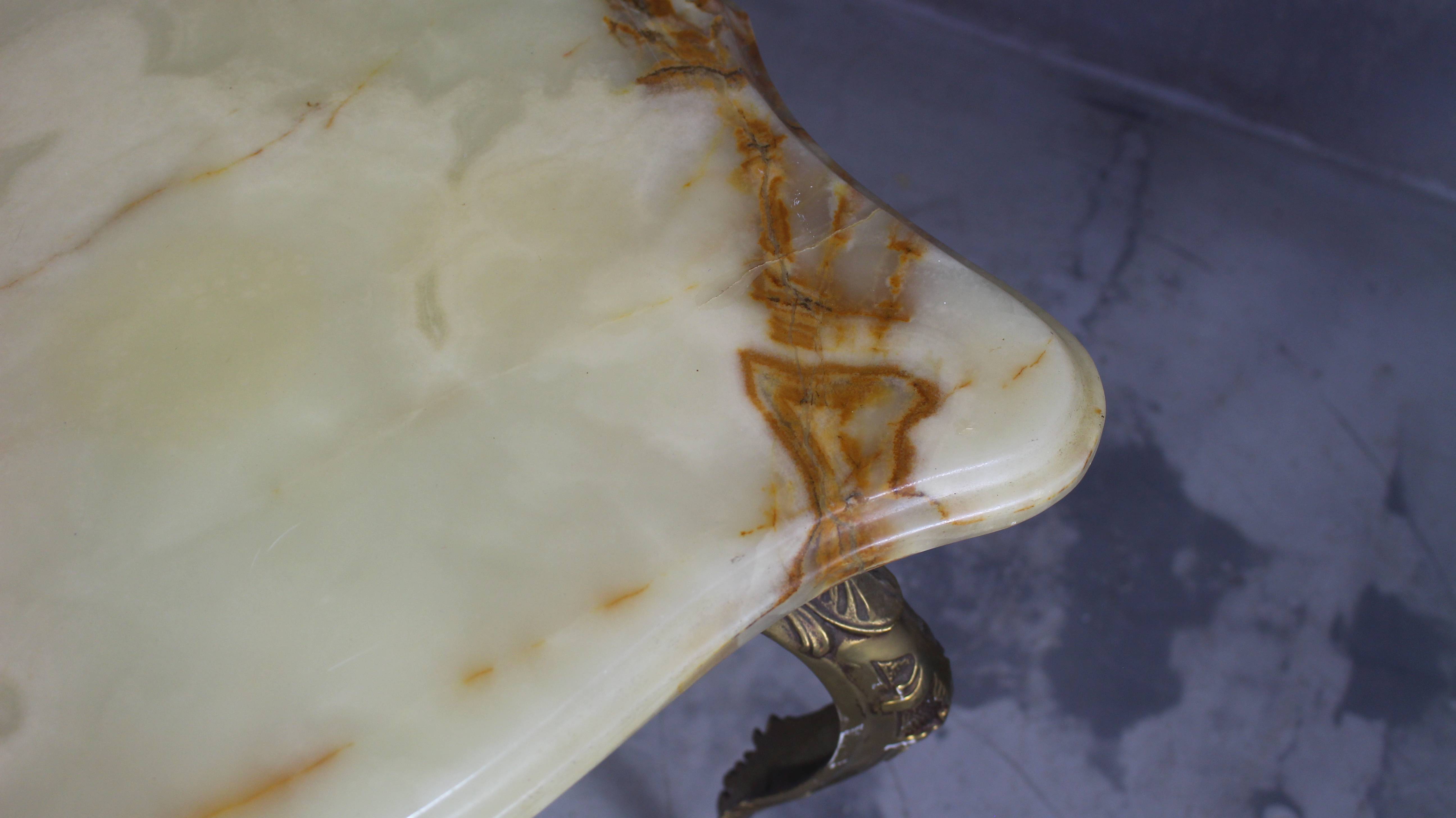 Italian Vintage Brass Coffee Table With Marble by Orsenigo, 1960s