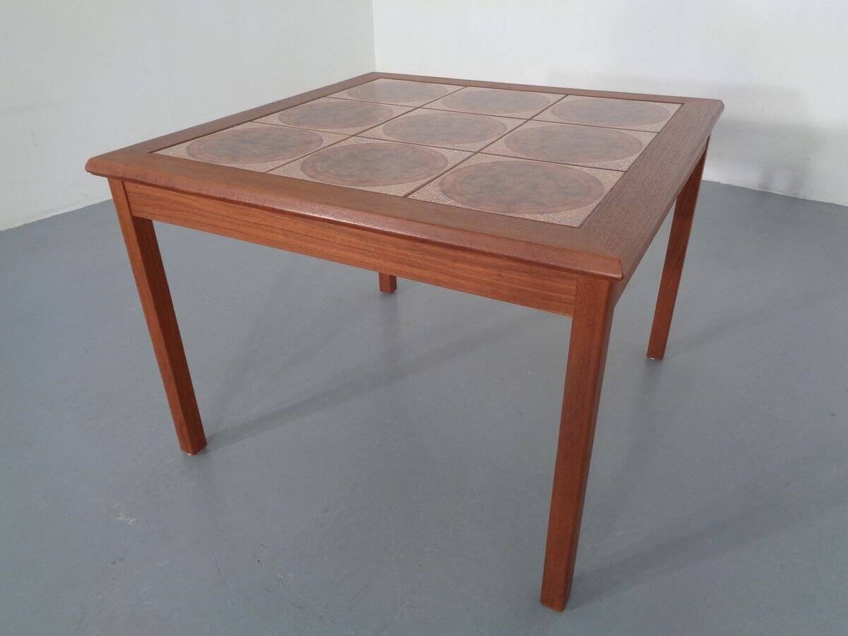 Danish ceramic and teak coffee table, 1960s