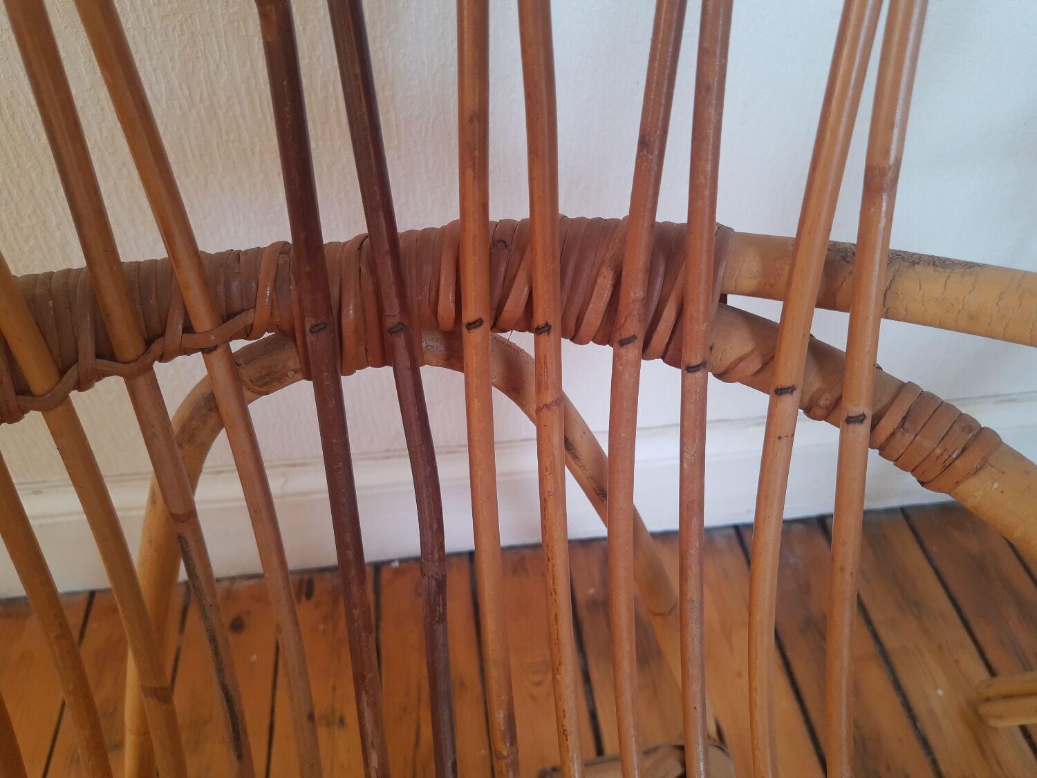 Pair of vintage rattan armchairs