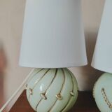 Duo of art deco lamp in mint glass
