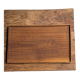 Rectangular solid teak tray with carved edges 40x25