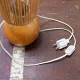 Lampe de chevet ou de table bohème vintage en bois et corde - 1970s