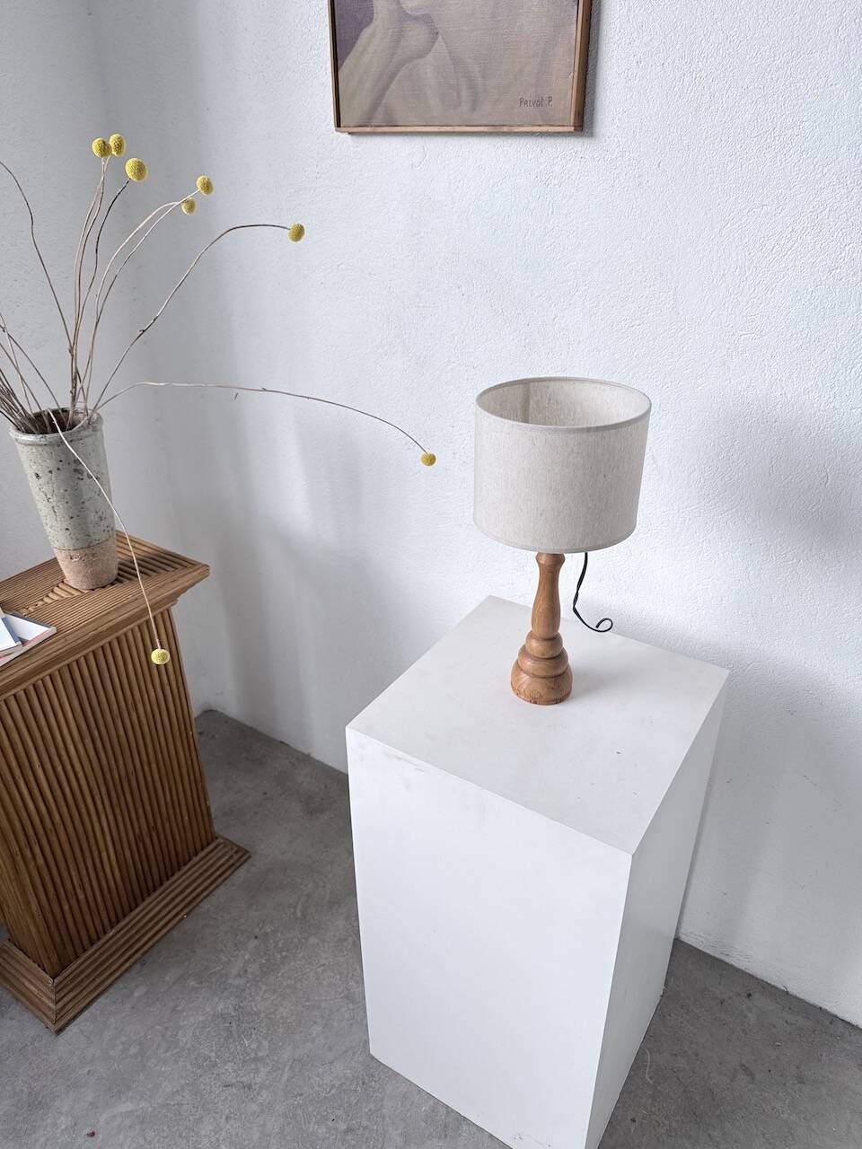 Lampe de bureau en bois chêne clair 1950
