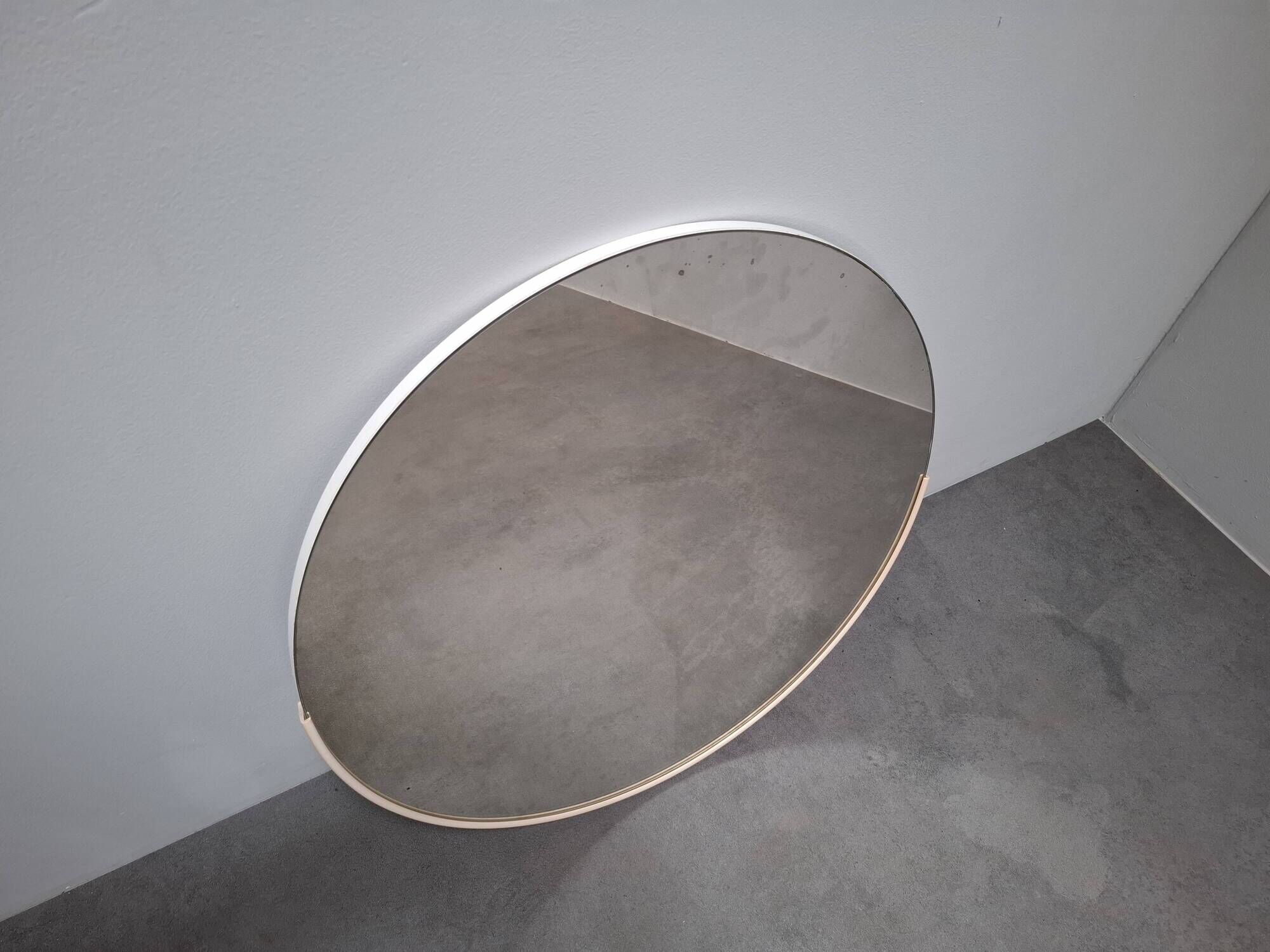 1970s Czechoslovakian Round Wall Mirror with Beige Frame