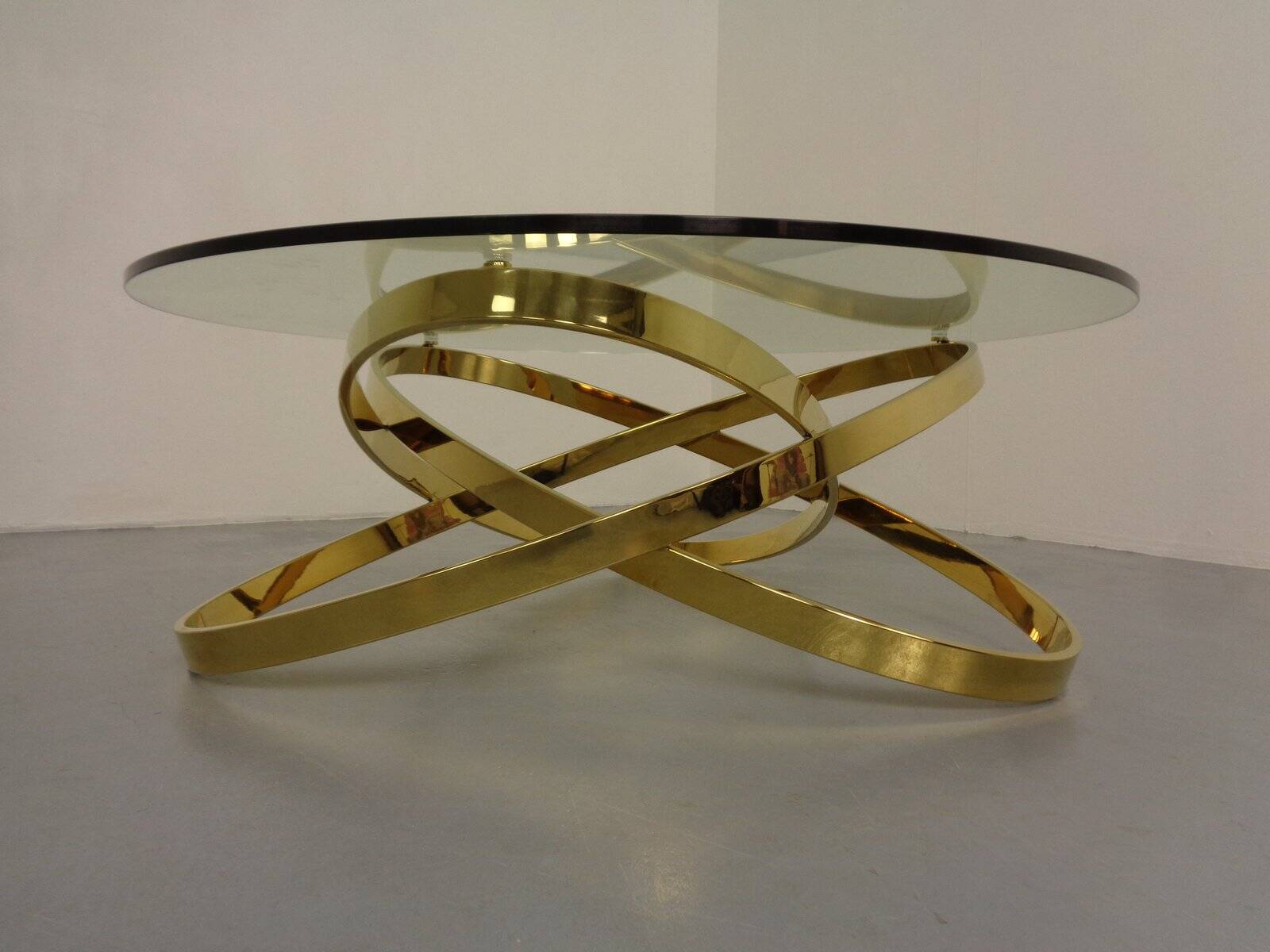 Golden glass coffee table, 1970s
