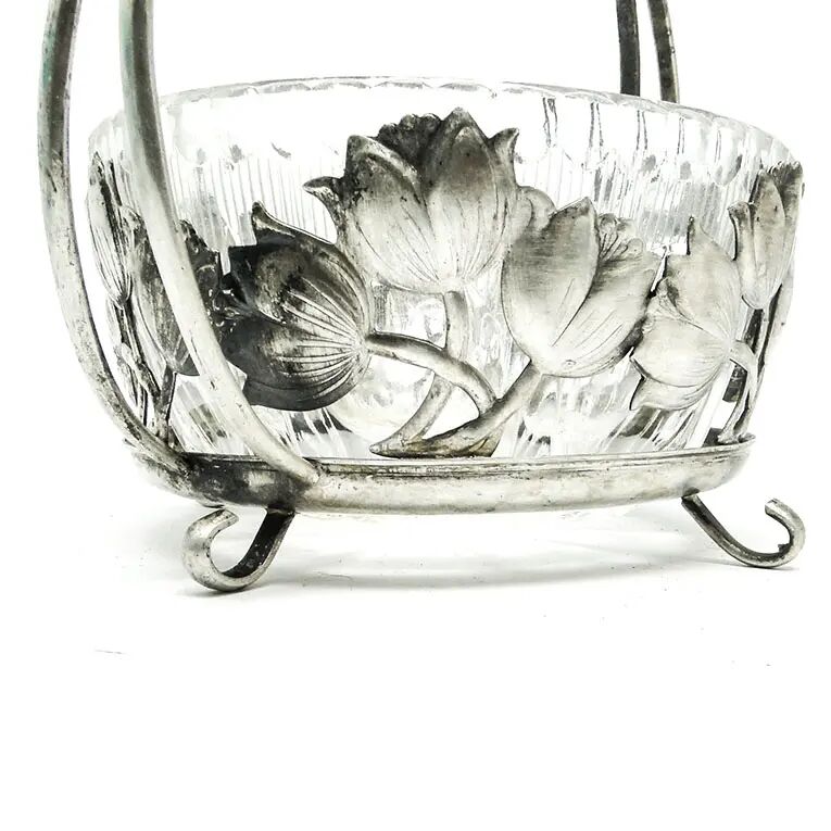 Sugar bowl, postmodernism, silver-plated brass, HEFRA, Poland, 1970s