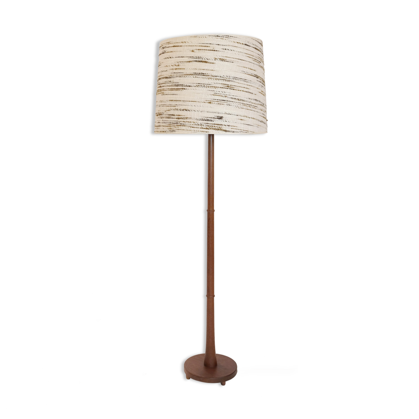 Teak floor lamp and wool lampshade Denmark 1960 1970
