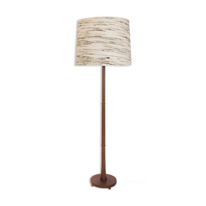 Lampadaire en teck et son abat-jour