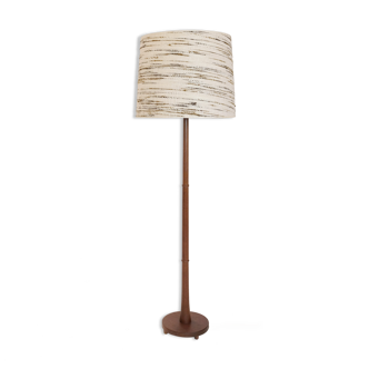 Teak floor lamp and wool lampshade Denmark 1960 1970