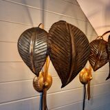 Large pair of brass floral wall sconces, 1960s