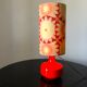 Lampe orange à fleurs 1970