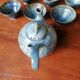 Blue slipware tea set - Bernard Leclerc