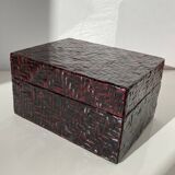 Vintage Chinese rectangular box in woven and lacquered bamboo
